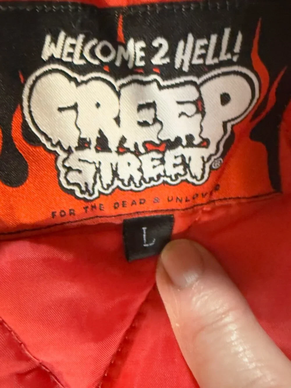 Creep Street Satin Bomber Jacket Size Large Black